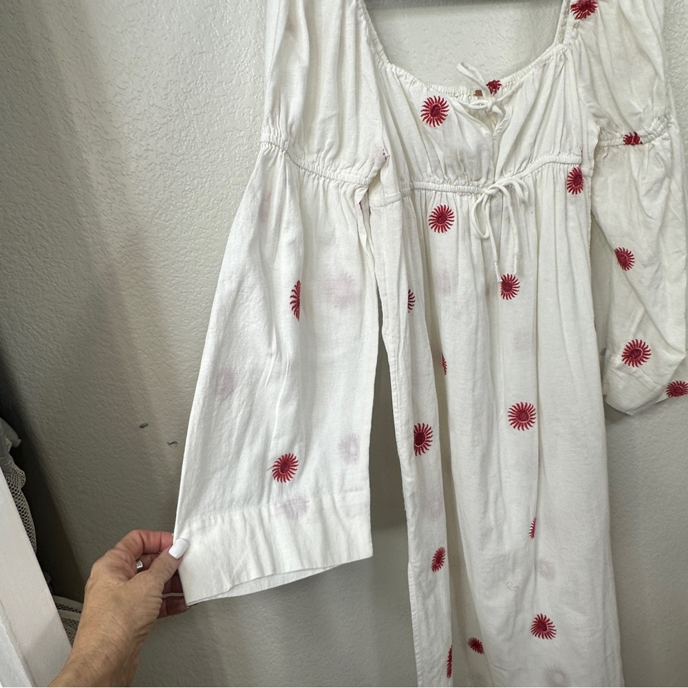 Free People Boho White Emory Embroidered Midi Dress -Oversized Small - NWOT - Picture 8 of 13